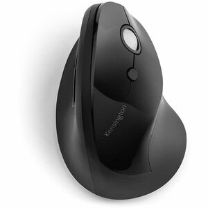Kensington Pro Fit Ergo Vertical Wireless Mouse - Wireless - Radio Frequency - Black - USB - 1600 dpi - Scroll Wheel - 6 B