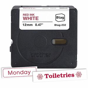 Nastro etichetta Brother P-touch - 12 mm Larghezza x 4 m Lunghezza - Rosso su bianco - Resistente alla temperatura, Resist