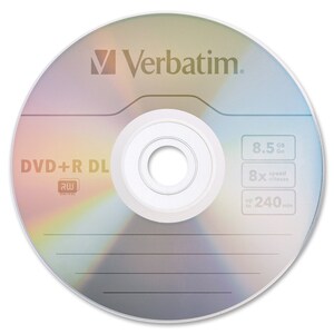 Verbatim DVD+R DL 8.5GB 8X with Branded Surface - 5pk Jewel Case Box - 120mm