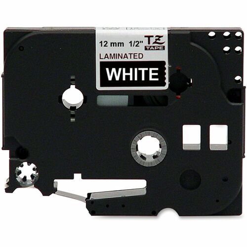 TZE-335 LAMINATED TAPE 12MM 8M WHITE ON BLACK