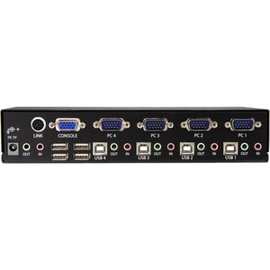 StarTech.com USB KVM Switch With Audio - KVM / audio / USB switch - USB - 4 ports - 1 local user - 1U - Share keyboard, mo