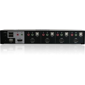 IOGEAR MiniView 4-Port HDMI Multimedia KVM Switch with Audio - 4 x 1 - 4 x HDMI Video, 4 x Type B Keyboard/Mouse