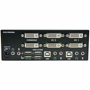 StarTech.com DVI KVM Switch with Audio & USB 2.0 Hub 2ort USB KVM Switch 1920 x 1200 Dual Monitor KVM Switch (SV231DD2DUA)