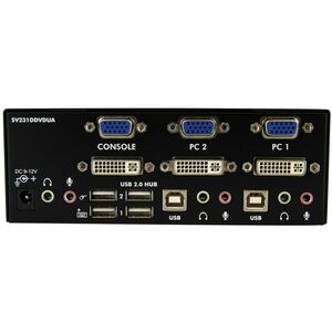 StarTech.com 2 Port KVM Switch DVI and VGA w/ Audio and USB 2.0 Hub Dual Monitor / Display / Screen KVM Switch DVI VGA (SV
