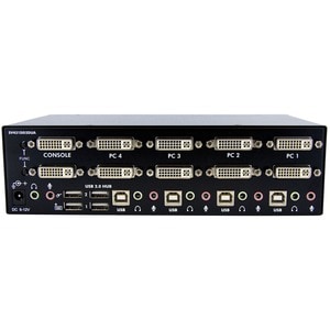 CONMUTADOR SWITCH KVM PARA 4 PC 2 MONITORES DVI AUDIO USB