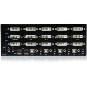 StarTech.com 4 Port Triple Monitor DVI USB KVM Switch with Audio & USB 2.0 Hub - 4 Port - Rack-mountable