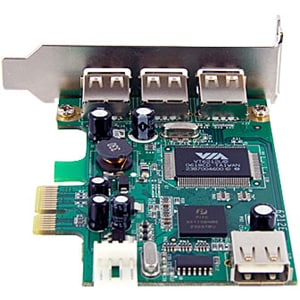 StarTech.com Adaptador Tarjeta PCI Express Perfil Bajo USB 2.0 Alta Velocidad - 3 Externos y 1 Interno - 4 Total USB Port(