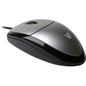 V7 Full size USB Optical Mouse - V7 Full Size USB Wired Optical Mouse - Silver/Gray - Cable Length 5ft (1.6m) Red LED/Opti