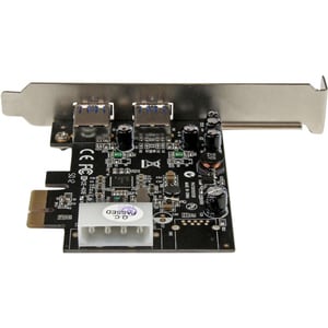 StarTech.com 2 Port PCI Express (PCIe) SuperSpeed USB 3.0 Card Adapter with UASP - LP4 Power - 2 Total USB Port(s) - 2 USB
