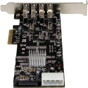 StarTech.com Carte contrôleur PCI Express à 4 ports USB 3.0 avec 4 voies dédiées de 5Gbps, UASP et alimentation SATA / LP4