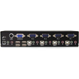 StarTech.com Switch Conmutador KVM de 4 Puertos VGA con Audio y Hub USB 2.0 - Montaje en Rack - 4 Computador(es) - 1 Usuar