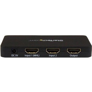 StarTech.com 2-Port HDMI Automatic Video Switch w/ Aluminum Housing and MHL Support - 4K 30Hz - 3840 × 2160 - 4K - 1080p -