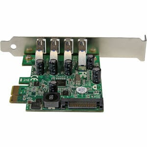 StarTech.com PCI Express USB 3.0 Card - PCI Express x1 - 5 GB/s - Plug-in Card - 4 USB Port(s) - 1 SATA Port(s) - UASP Sup