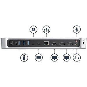 StarTech.com 4K USB-C Dock, Triple UHD 4K Monitor Docking Station, Mac & Windows, HDMI & DisplayPort, 60W PD, 5x USB 5Gbps