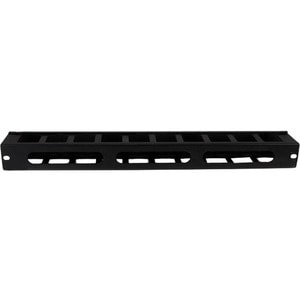 StarTech.com 1U Horizontal Finger Duct Rack Cable Management Panel with Cover - Cable Management Panel - Black - 1U Rack H