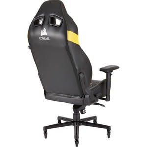 Corsair T2 ROAD WARRIOR Gaming Chair - Black/Yellow - For Game, Office, Desk - PU Leather, Steel - Black, Yellow