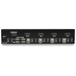 StarTech.com 4 Port DisplayPort KVM Switch - 4K 60Hz - Single Display - UHD DP 1.2 USB KVM Switch with USB 2.0 Hub & Audio