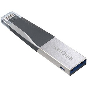 SanDisk 16GB iXpand Mini USB 3.0 Flash Drive - 16 GB - Lightning, USB 3.0 - Black, Silver