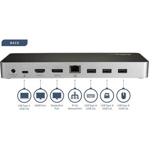 StarTech.com USB C Dock - 4K Dual Monitor HDMI & DisplayPort USB Type-C Docking Station - 60W Power Delivery, SD, 4-port U