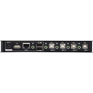 ATEN 4-port USB Boundless KM Switch - 4 Computer(s) - 1 Local User(s) - 1 x Network (RJ-45) - 8 x USB - Rack-mountable