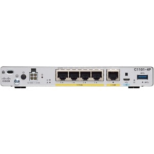 Cisco 1100 C1101-4P Router - 1 Ports - Gigabit Ethernet - Rack-mountable, Desktop