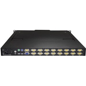 StarTech.com RKCONS1916K LCD Rack Console KVM Switch - 16 Computer(s) - 48.3 cm (19") LCD - SXGA - 1280 x 1024 - 2 x PS/2 