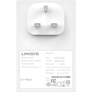 Linksys Velop WHW01P IEEE 802.11ac 1,27 Gbit/s Drahtloser Range-Extender - 2,40 GHz, 5 GHz - MIMO-Technologie - Wandmontie