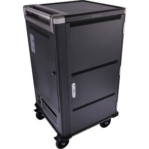 V7 Charge Cart - 30 Devices - Schuko Plug - Secure, Store and Charge Chromebooks, Notebooks and Tablets - Push Handle Hand
