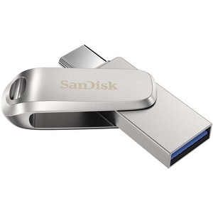 SanDisk Ultra Dual Drive Luxe 1 TB USB 3.1 (Gen 1) Type A, USB 3.1 (Gen 1) Type C Flash Drive - Stainless Steel - 150 MB/s