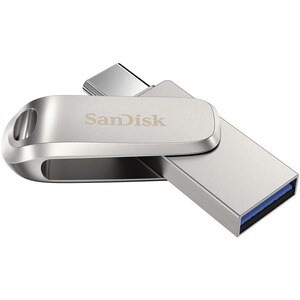 SanDisk Ultra Dual Drive Luxe 128 GB USB Type C, USB Type A Flash Drive - Stainless Steel - 150 MB/s Read Speed - 1 / Piece