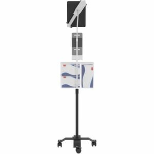 CTA Digital Compact Security Gooseneck Floor Stand for 7-13 Inch Tablets with Sanitizing Station & Automatic Soap Dispense