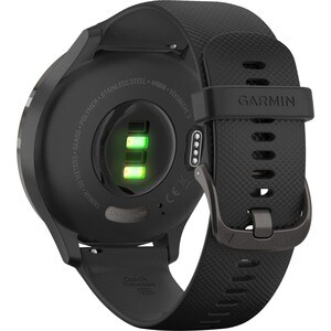 Garmin vívomove 3 GPS Watch - Slate - Stainless Steel Body - Black Case - Fiber Reinforced Polymer Case - Silicone Band - 
