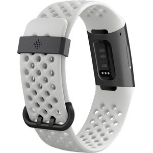 Fitbit Charge 3 Smart Band - Frost White, Graphite Aluminum Body Color - Leather, Aluminium Body Material - Woven, Elastom
