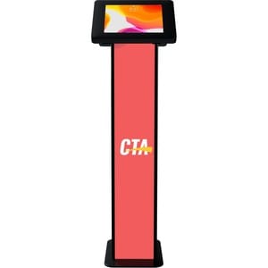 CTA Digital Customizable Dual Enclosure Locking Floor Stand Kiosk with Graphic Card Slot for Branding for 10.2" iPad 7th/ 