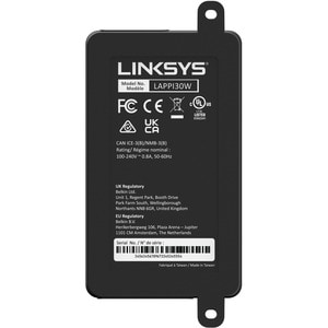 Linksys High Power Gigabit PoE+ Injector - 2 x Network (RJ-45) - 328.08 ft Extended Range - Plastic