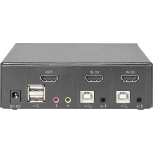 Digitus DS-12870 KVM Switchbox - 2 Computer(s) - 1 Local User(s) - 3840 x 2160 - 5 x USB - 3 x HDMI - Desktop