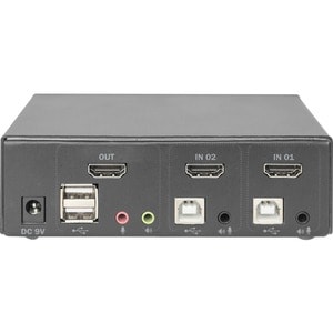 Digitus DS-12870 KVM-Switchbox - 2 Computer - 1 Lokaler Benutzer(n) - 3840 x 2160 - 5 x USB - 3 x HDMI - Desktop