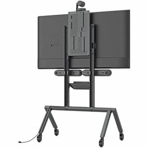 Heckler Design AV Cart for Logitech Rally Plus - 4 Casters - 4" Caster Size - Powder Coated Steel - Black Gray