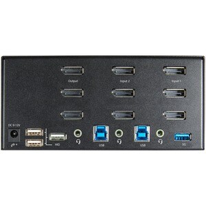 StarTech.com 2 Port Triple Monitor DisplayPort KVM Switch 4K 60Hz UHD HDR, DP 1.2 KVM Switch, 2-Pt USB 3.0 Hub, 4x USB HID