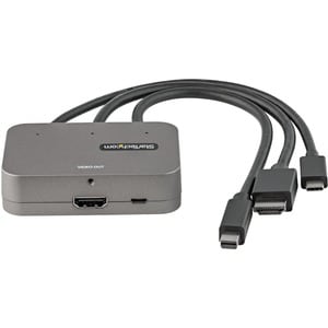 StarTech.com 3-in-1 Multiport to HDMI Adapter, 4K 60Hz USB-C, HDMI or Mini DP to HDMI Video Converter, Conference Room Dig