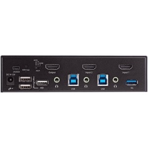 StarTech.com KVM Switchbox - TAA Compliant - 2 Computer(s) - 1 Local User(s) - 3840 x 2160 - 9 x USB - 3 x HDMI - 1U - Des