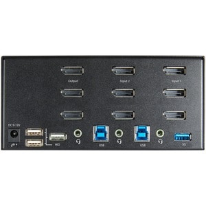2 Port Triple Monitor DisplayPort KVM Switch Umschalter (SV231TDPU34K) - 2 Computer - 1 Lokaler Benutzer(n) - 8 x USB - 9 