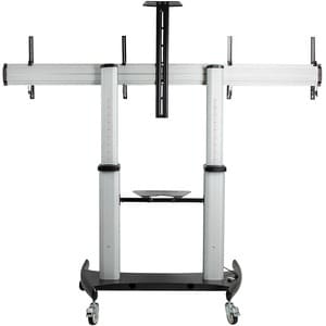 StarTech.com Dual TV Cart, 60in VESA TVs up to 50kg/110lb each, Height Adjustable Mobile Display Mount/Cart, Rolling TV Ca