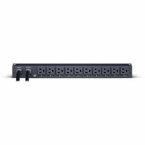 CyberPower PDU24001 Single Phase 100 - 120 VAC 15A Metered ATS - 10 Outlets, 10 ft, 2 x NEMA 5-15P, Horizontal, 1U, LCD, 3