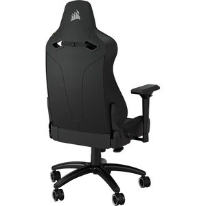 Corsair TC200 Gaming Chair - Plush Leatherette - Black/Black - For Gaming - Leatherette, Steel, Foam, Memory Foam - Black