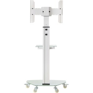 Tripp Lite by Eaton Premier Rolling TV Cart for 37" to 70" Displays, Frosted Glass Base and Shelf, Locking Casters, White 