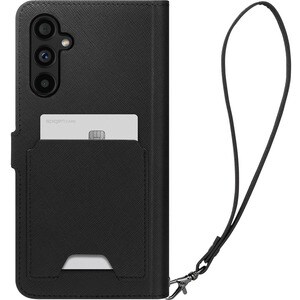 Spigen Carrying Case (Book Fold/Wallet) Samsung Galaxy A54 Smartphone - Black - Scratch Resistant - Hard Plastic, Leathere