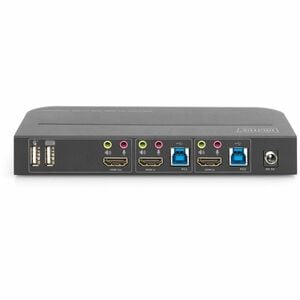 Digitus KVM Switchbox - 2 Computer(s) - 4K - 4096 x 2160 - 6 x USB - USB 2.0 - 3 x HDMI - Wall Mountable