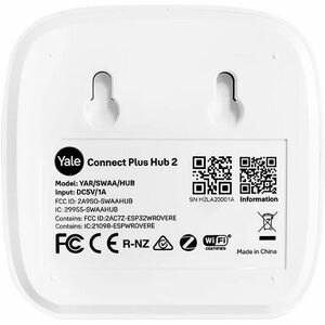 Yale Connect Plus Hub 2 YAR/SWAA/HUB Smart Home Hub - 3 cm Height x 8 cm Width x 8 cm Depth - White - Plastic