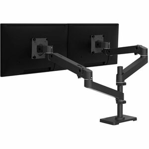 Ergotron Desk Mount for Monitor, LCD Display - Black - Height Adjustable - 2 Display(s) Supported - 68.6 cm (27") Screen S